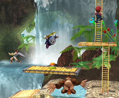 [This vertically-scrolling jungle stage is tricky!]