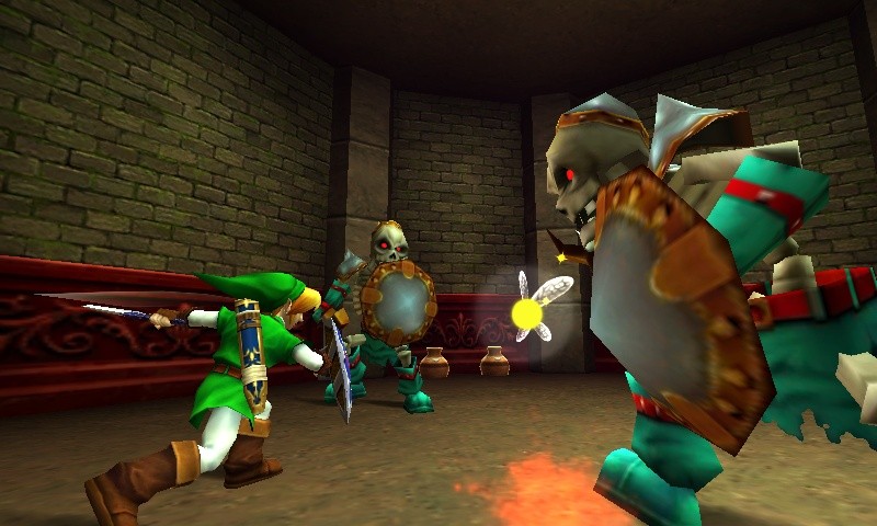 [A classic duel between Link and the legendary Stalfos foes]